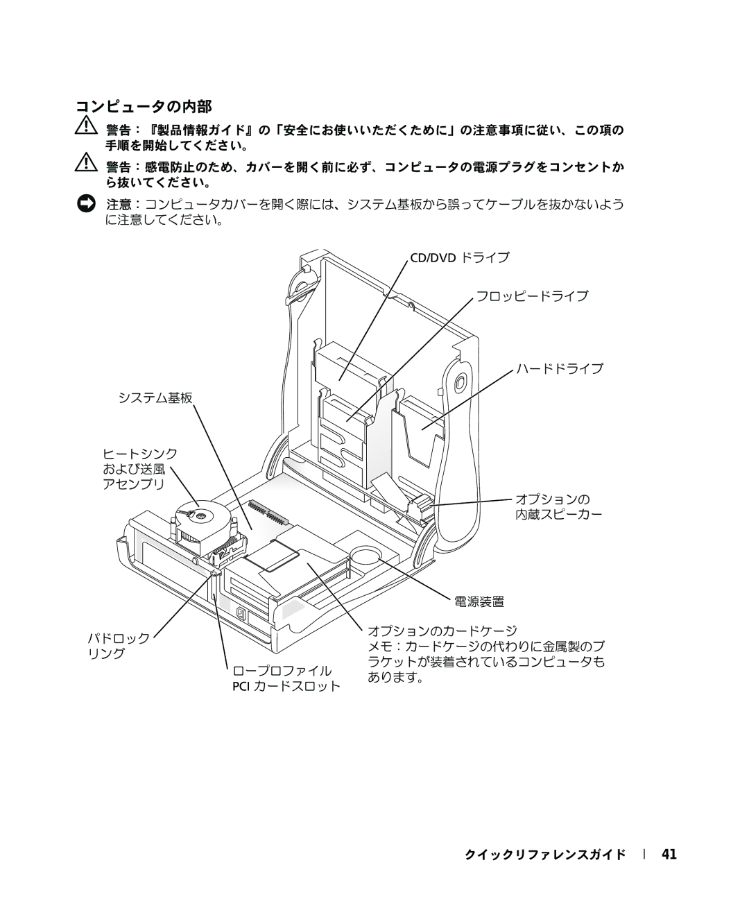 Dell W6987 manual コンピュータの内部 