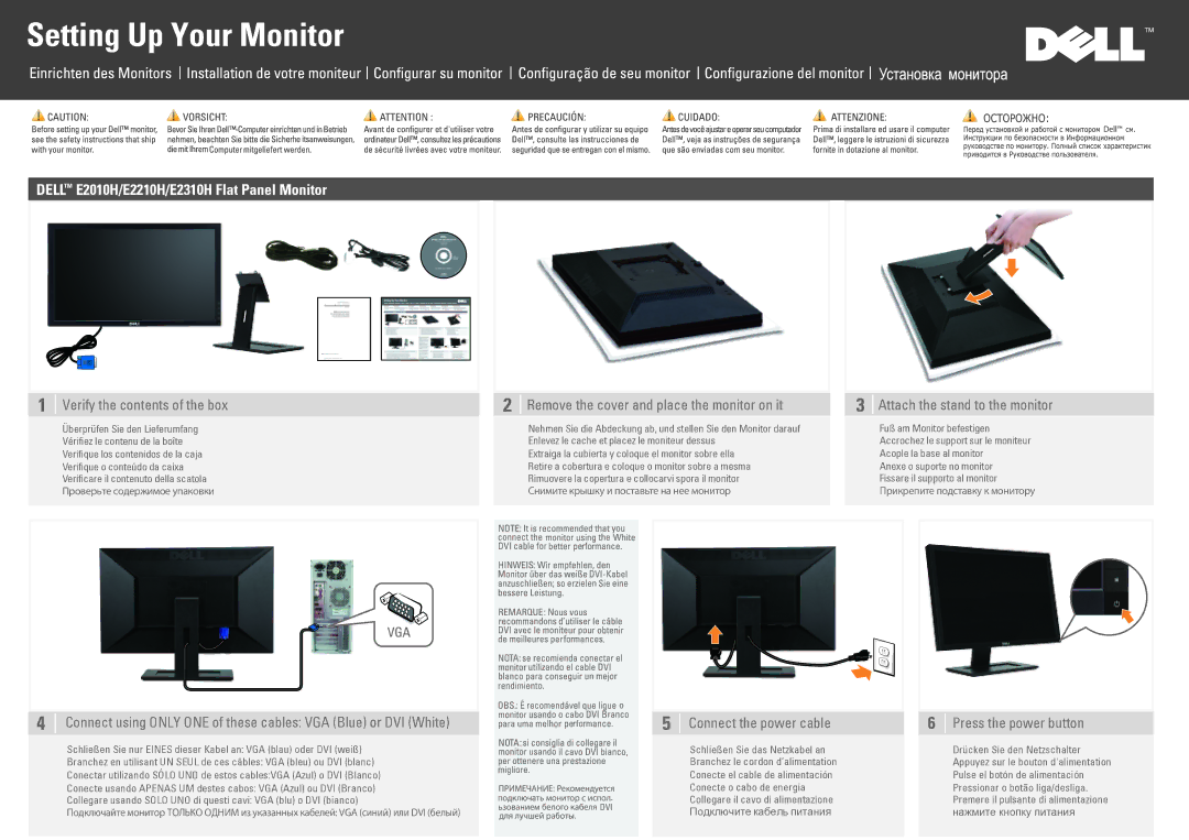 Dell E2310HF, E2210HF, E2010HT appendix Dell E2010H/E2210H/E2310H Flat Panel Monitor Users Guide 