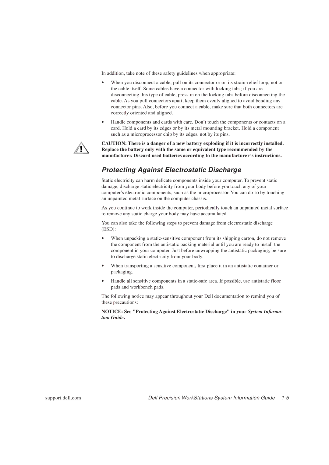 Dell WCP, WCM, MMP manual Protecting Against Electrostatic Discharge 