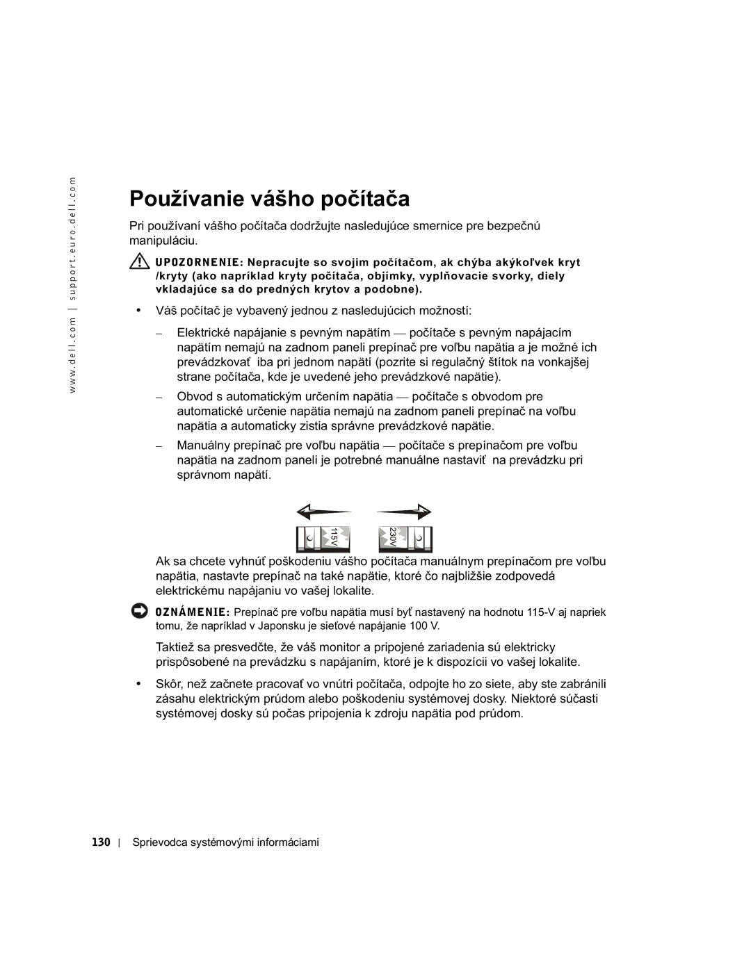 Dell DHM, WHL, and WHM, DHS manual Používanie vášho počítača 