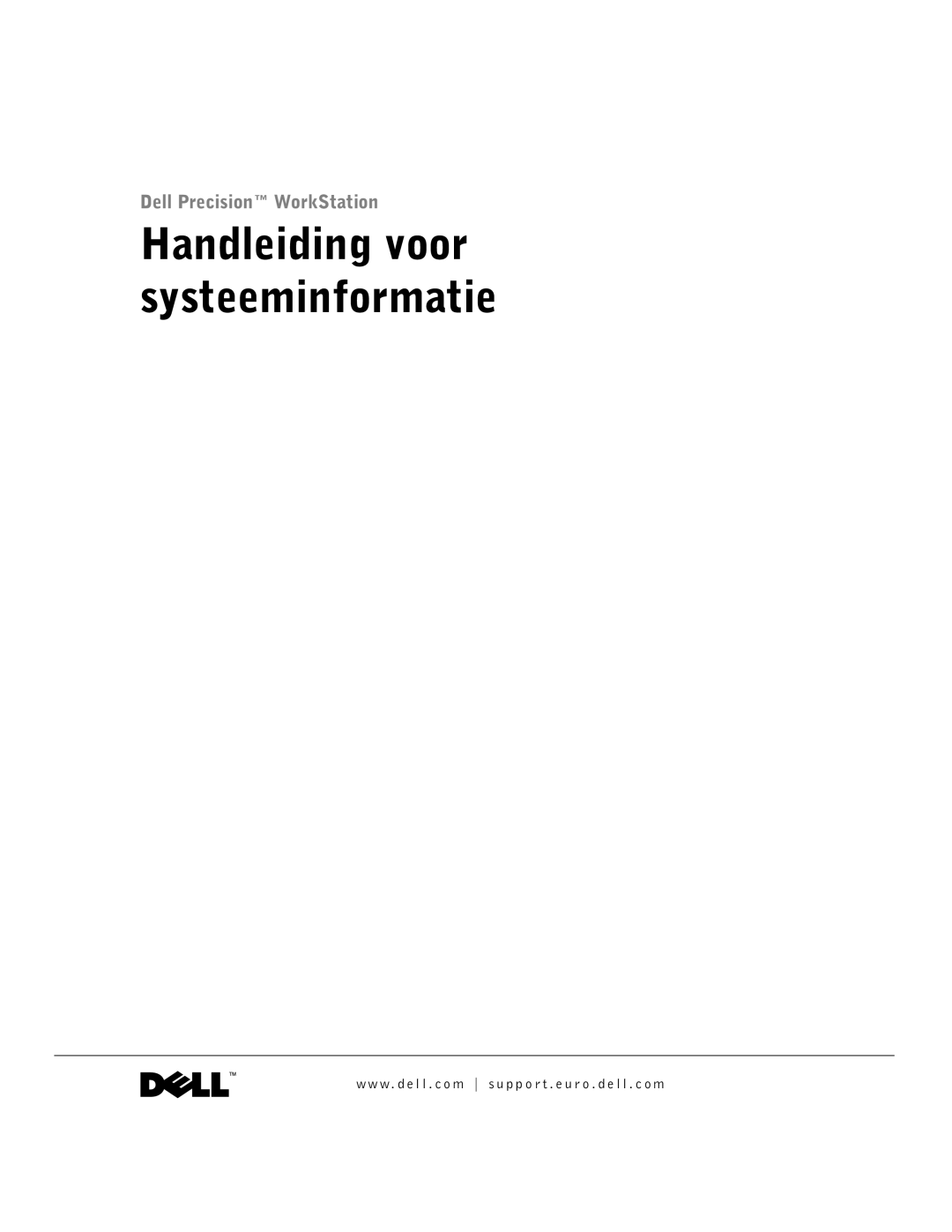 Dell DHS, WHL, and WHM, DHM manual Handleiding voor systeeminformatie 