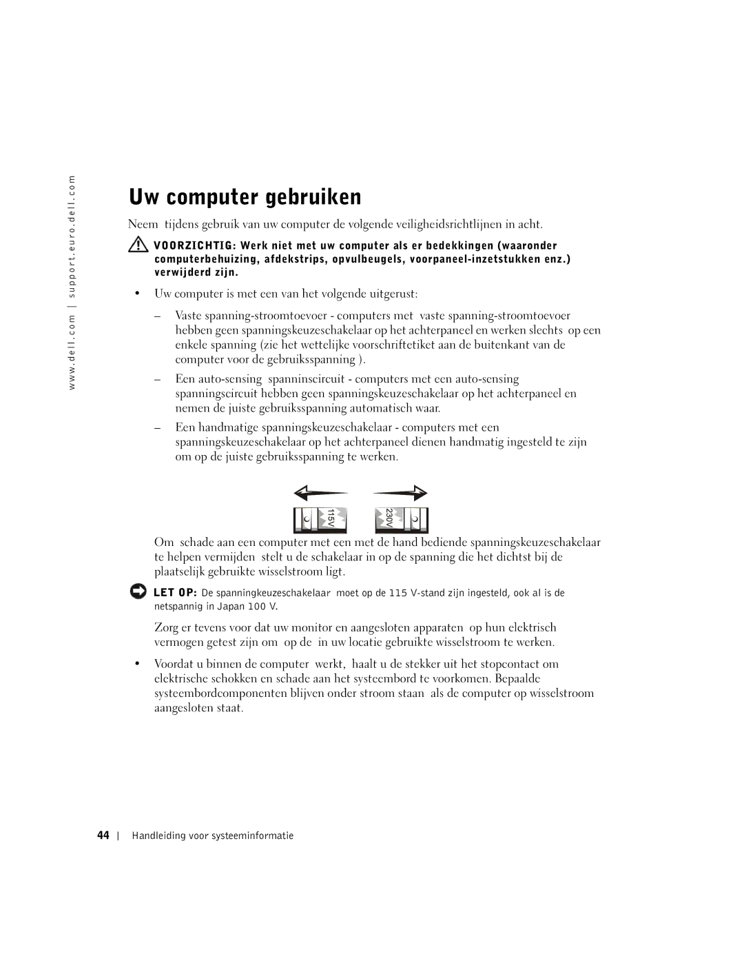 Dell and WHM, WHL, DHS, DHM manual Uw computer gebruiken 