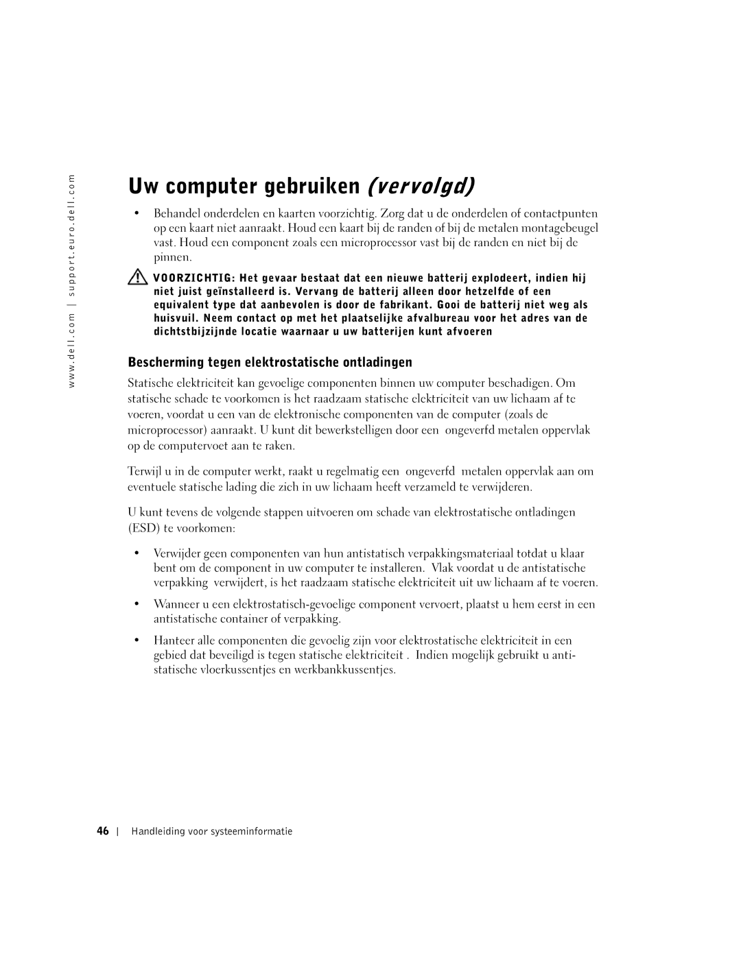 Dell DHM, WHL, and WHM, DHS manual Bescherming tegen elektrostatische ontladingen 