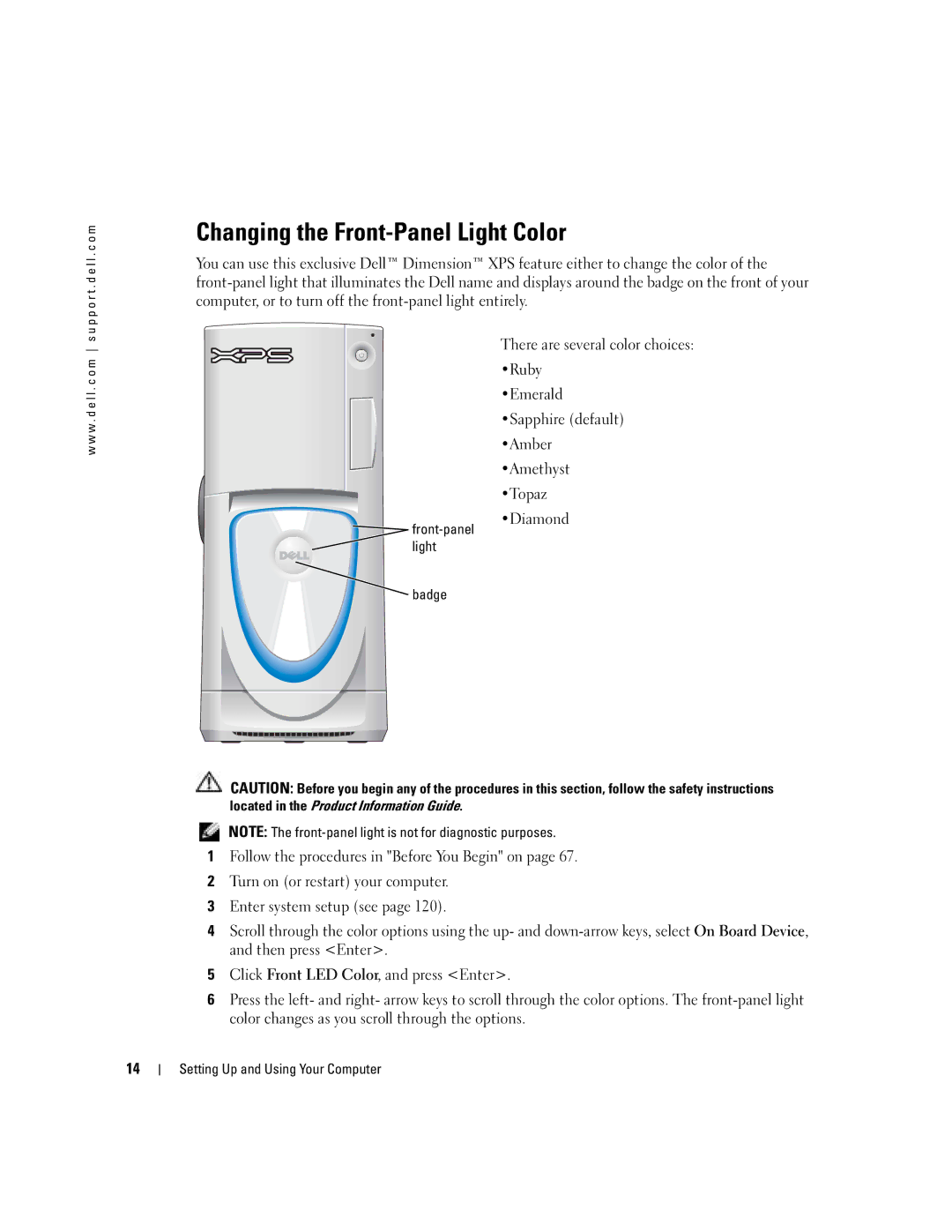 Dell WHL, U7021 manual Changing the Front-Panel Light Color, Badge 