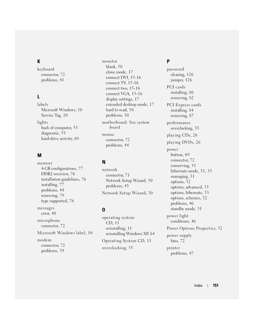 Dell U7021, WHL manual 151, Reinstalling Windows XP 