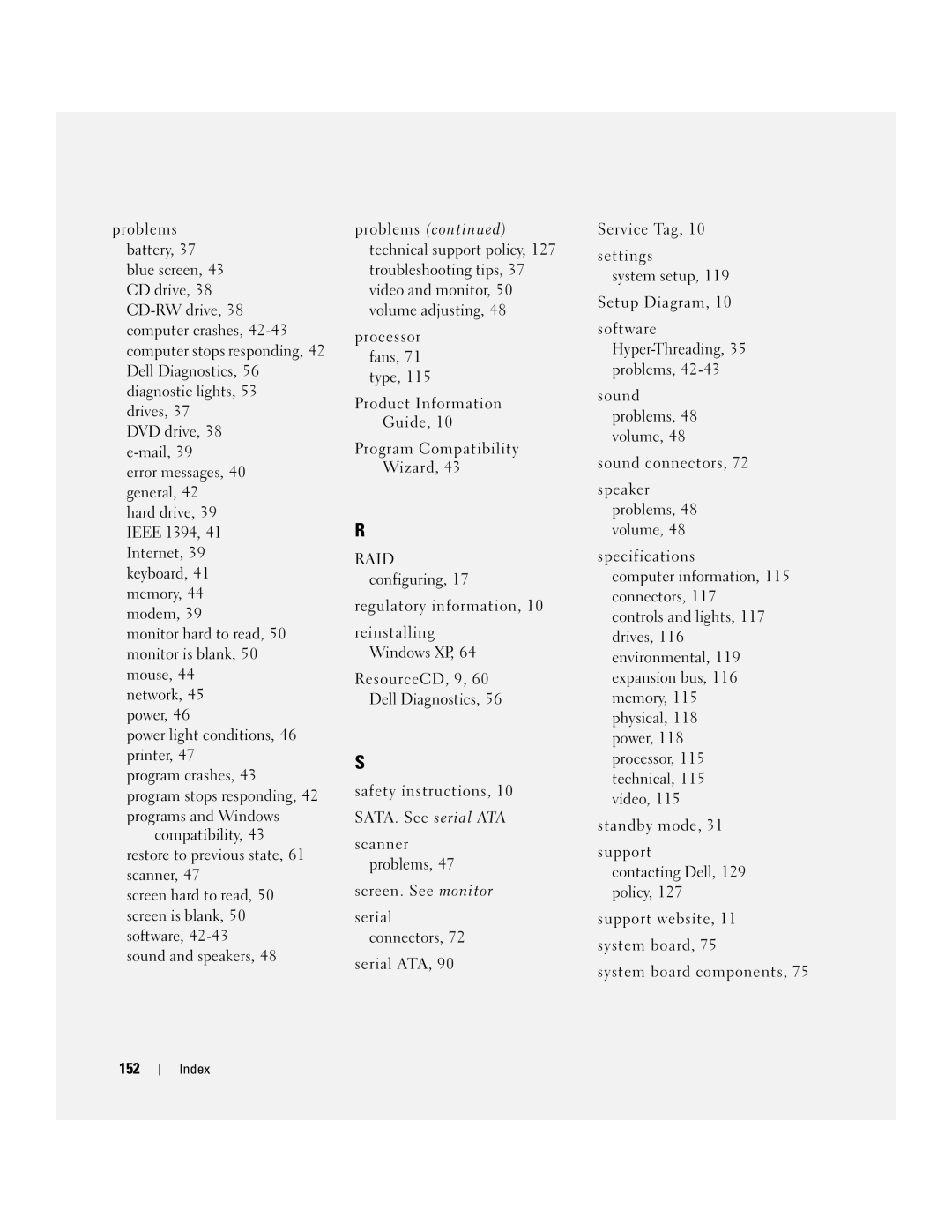 Dell WHL, U7021 manual Index 