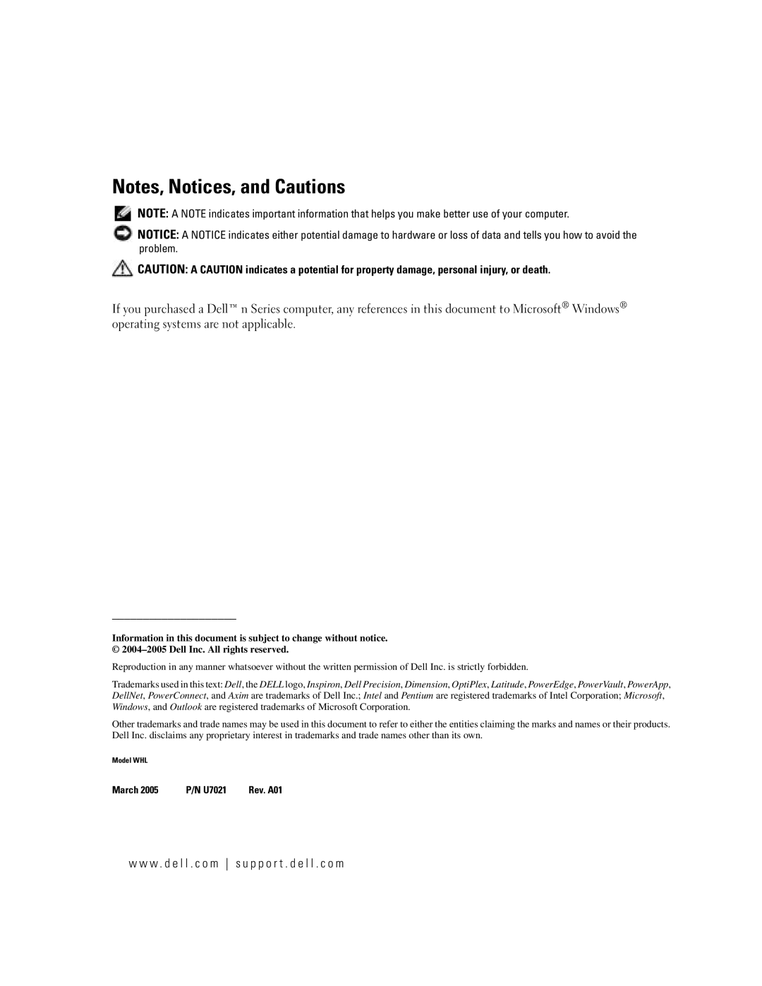 Dell WHL manual March U7021 