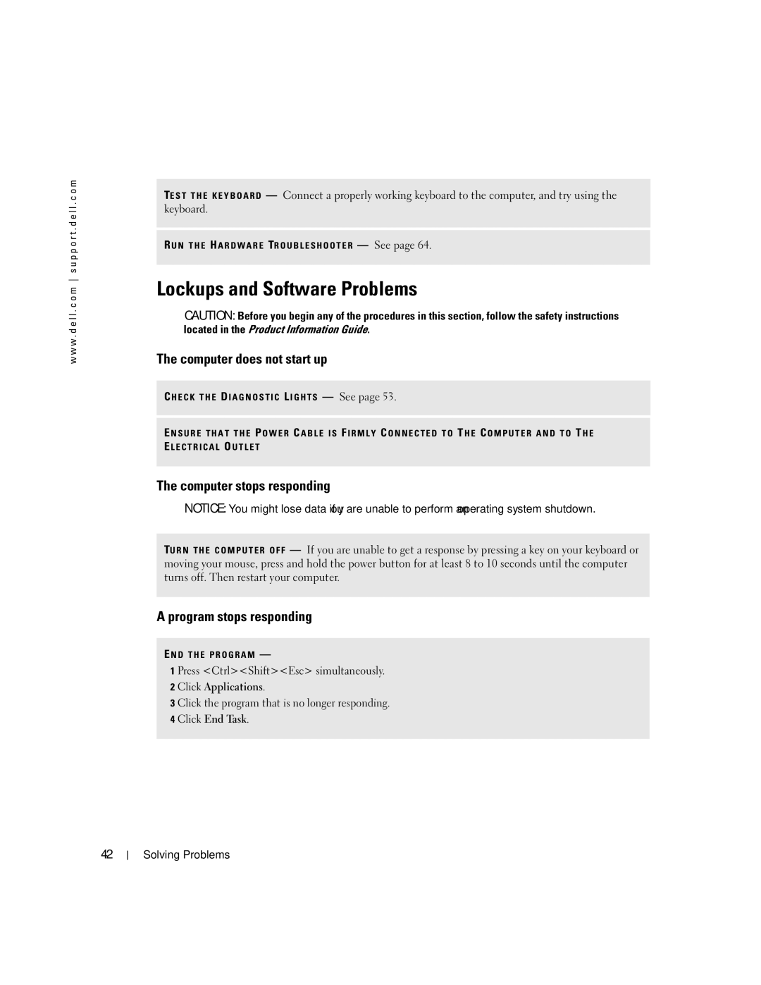 Dell WHL Lockups and Software Problems, Computer does not start up, Computer stops responding, Program stops responding 