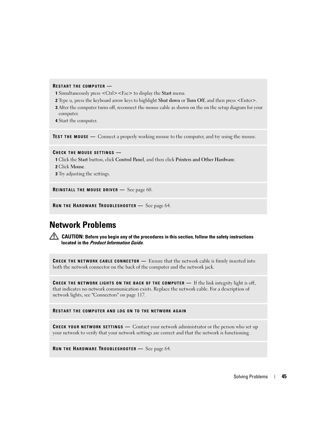 Dell U7021, WHL manual Network Problems 