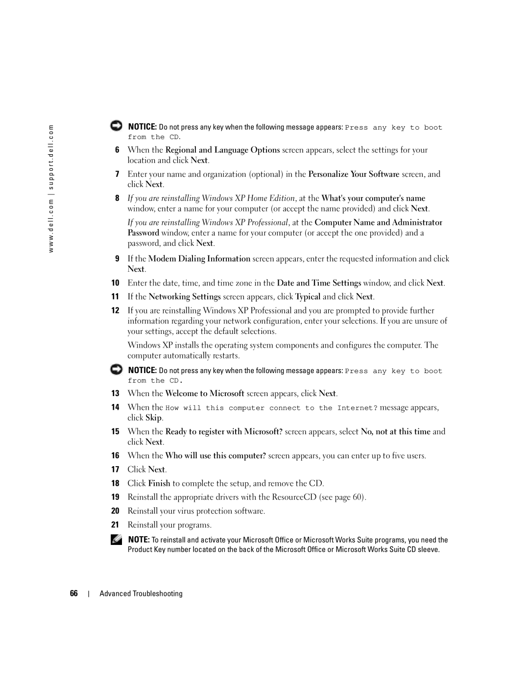 Dell WHL, U7021 manual When the Welcome to Microsoft screen appears, click Next 