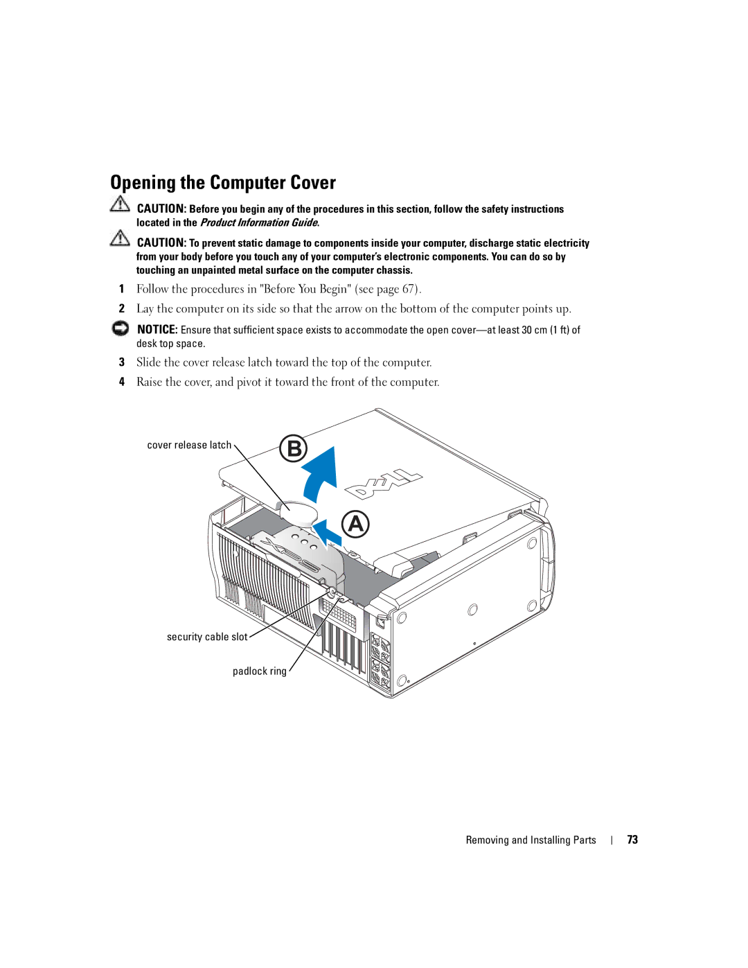 Dell U7021, WHL manual Opening the Computer Cover 