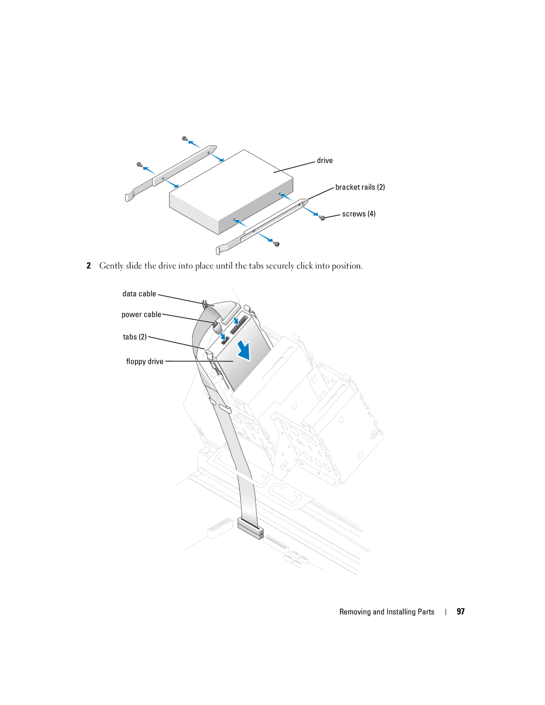 Dell U7021, WHL manual Drive Bracket rails Screws 