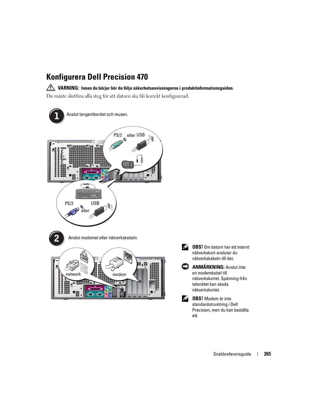 Dell WHM, WHL manual Konfigurera Dell Precision, 265 