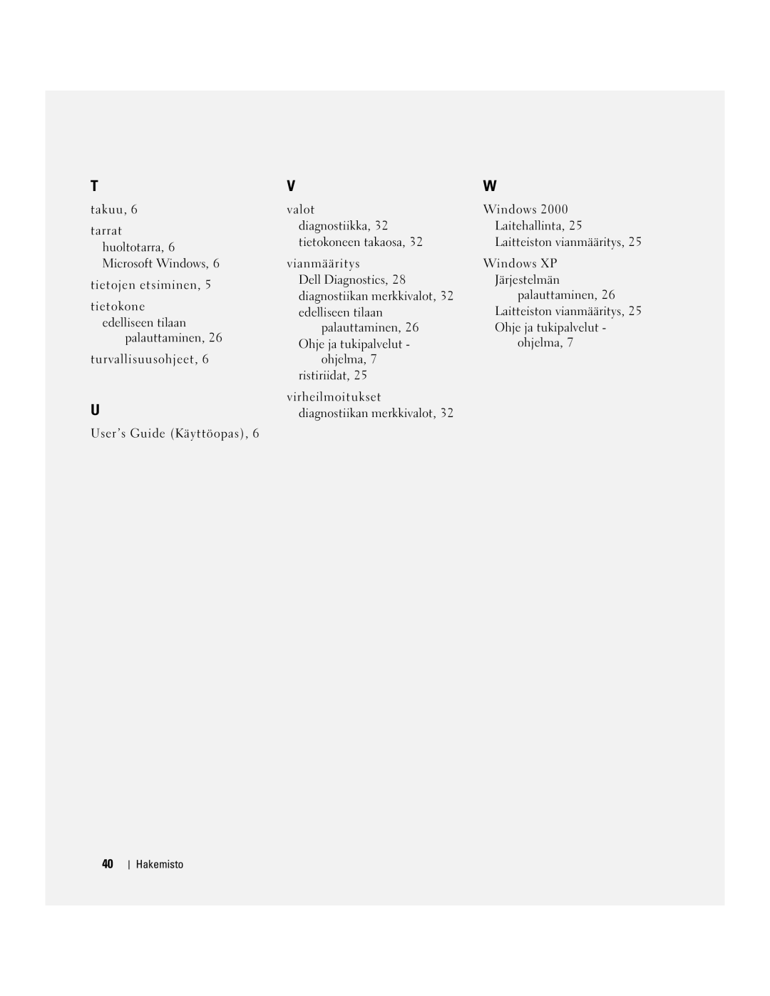 Dell WHM, DHM manual Hakemisto 