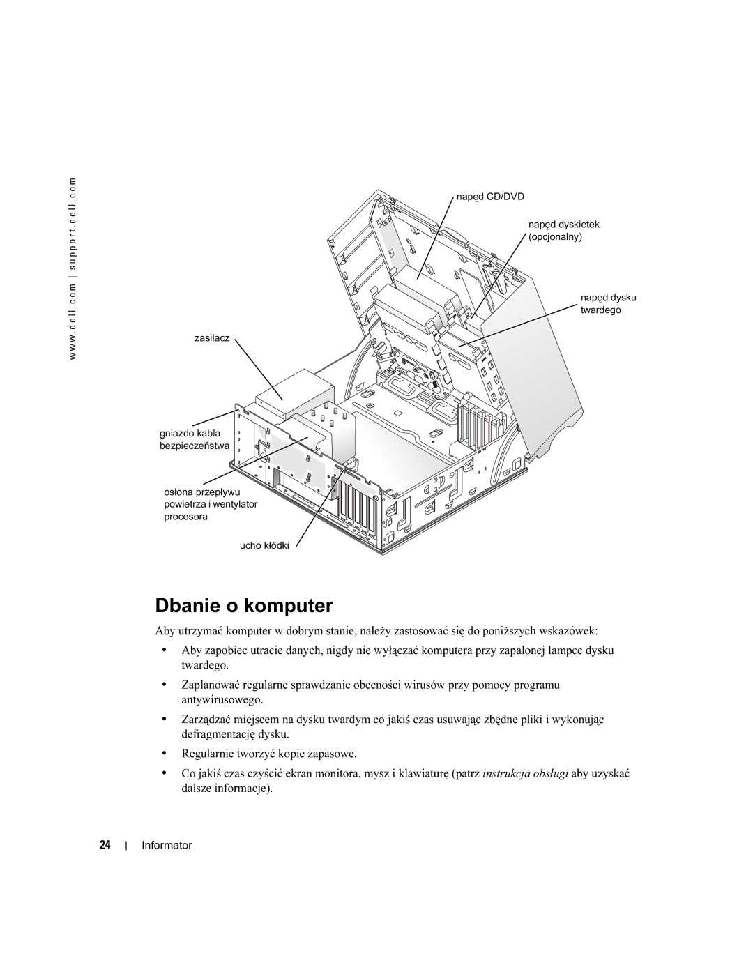 Dell WHM, DHM manual Dbanie o komputer 