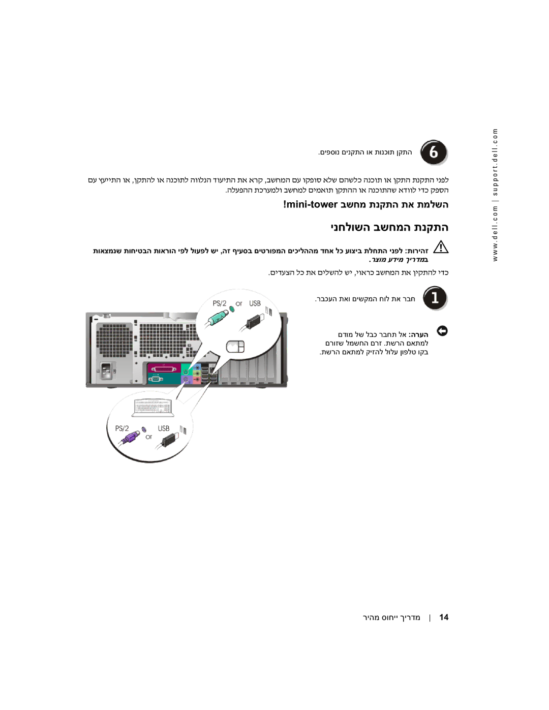 Dell DHM, WHM manual Mini-tower בשחמ תנקתה תא תמלשה, נה דועיתה תא ארק ,בשחמה הנכות וא, יוארכ בשחמה תא 