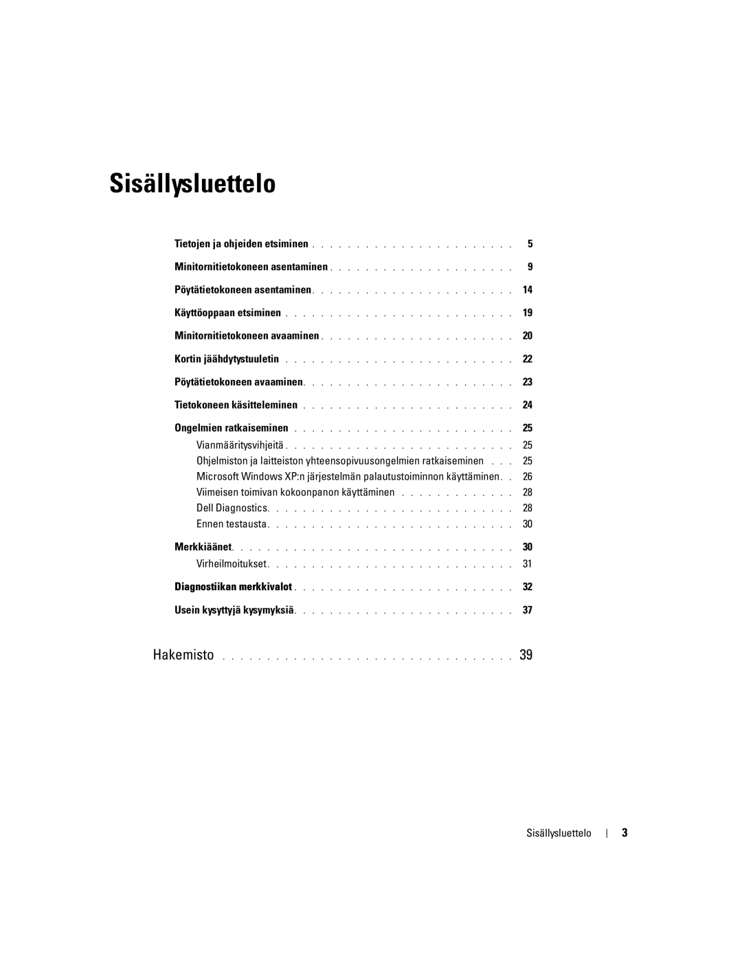 Dell DHM, WHM manual Sisällysluettelo 