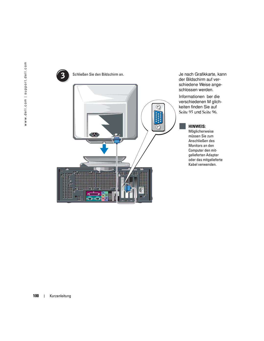Dell WHM, X3155 manual Der Bildschirm auf ver, 100 