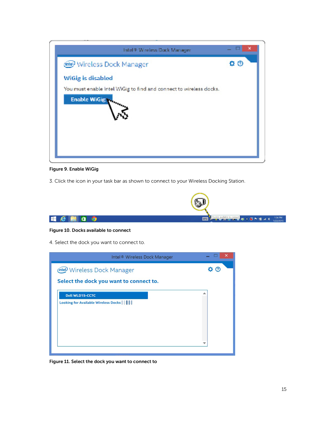 Dell WLD15 manual Select the dock you want to connect to 