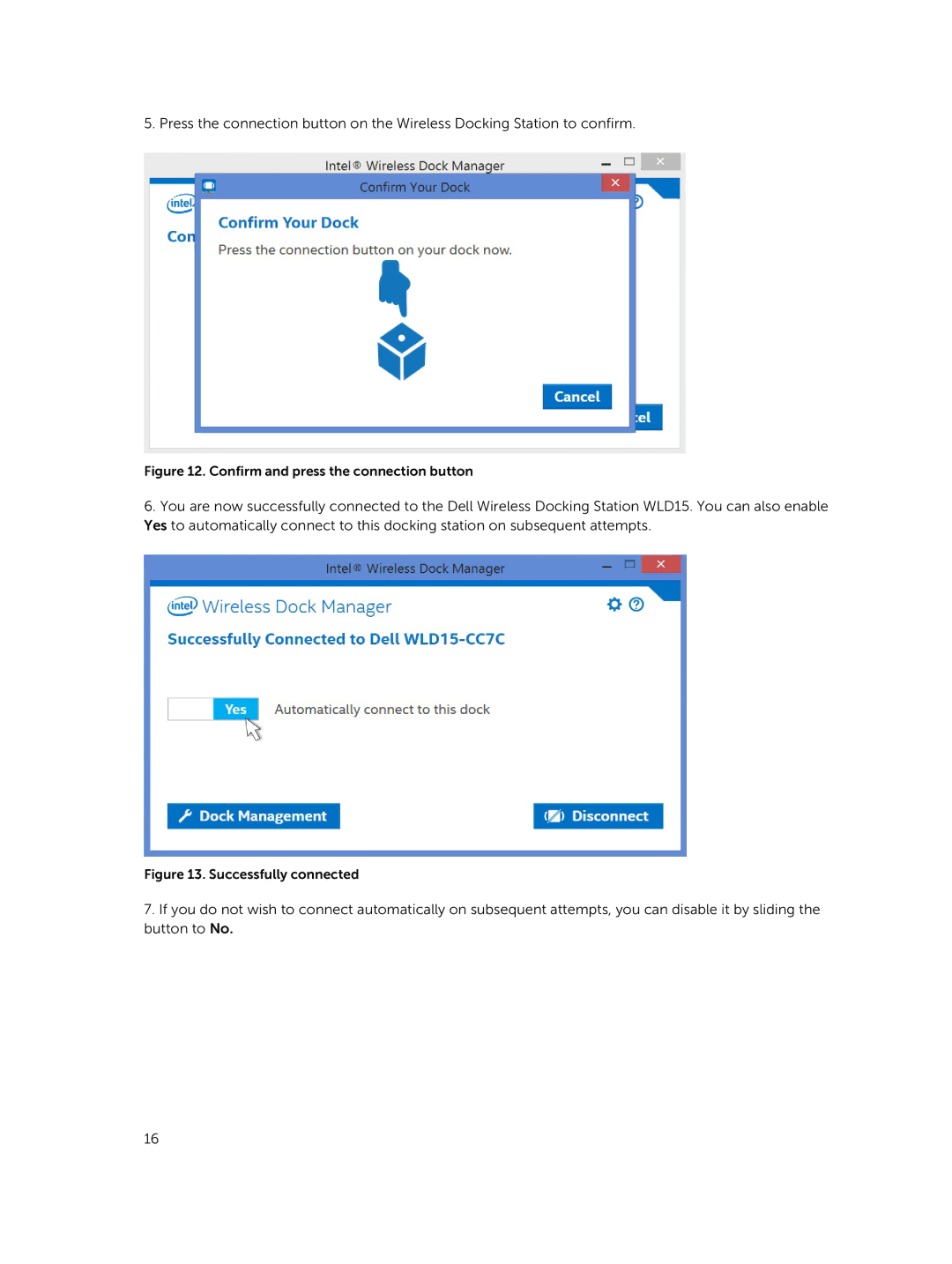 Dell WLD15 manual Confirm and press the connection button 