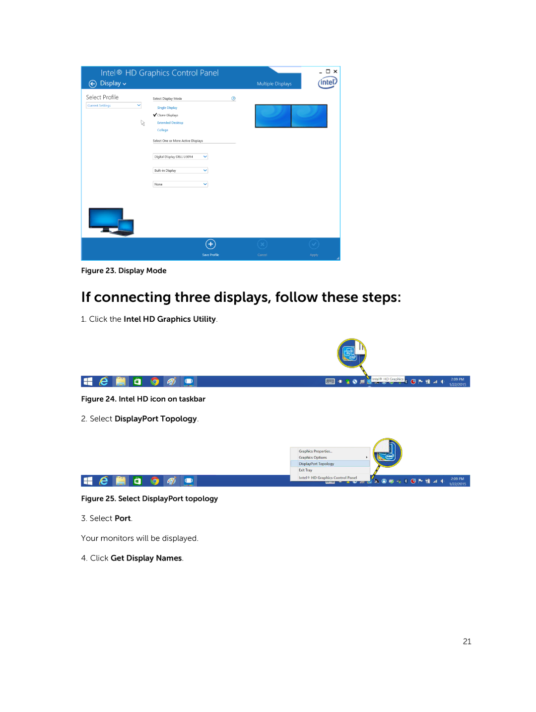 Dell WLD15 manual If connecting three displays, follow these steps, Display Mode 