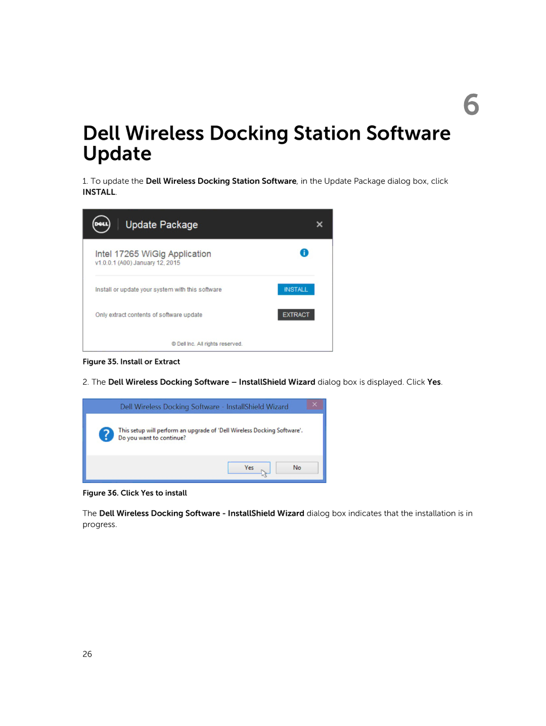 Dell WLD15 manual Dell Wireless Docking Station Software Update, Install 