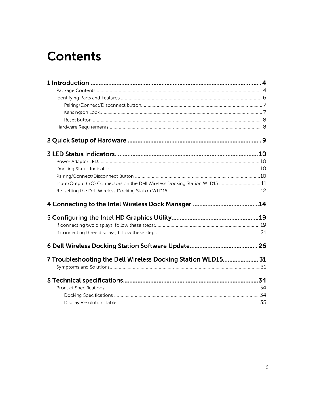 Dell WLD15 manual Contents 