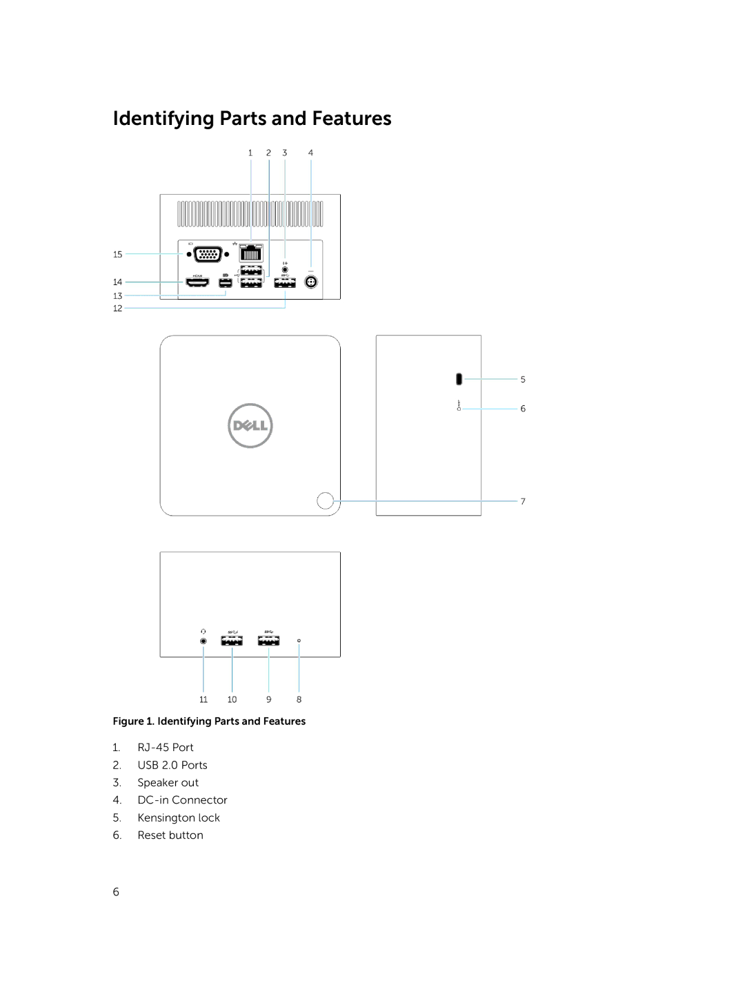 Dell WLD15 manual Identifying Parts and Features 