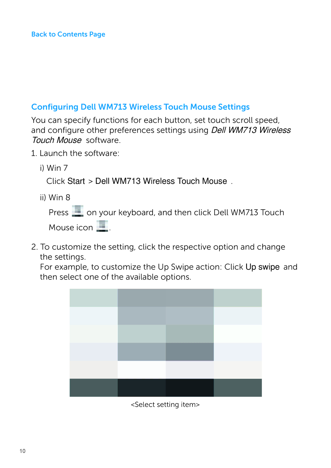 Dell manual Configuring Dell WM713 Wireless Touch Mouse Settings 