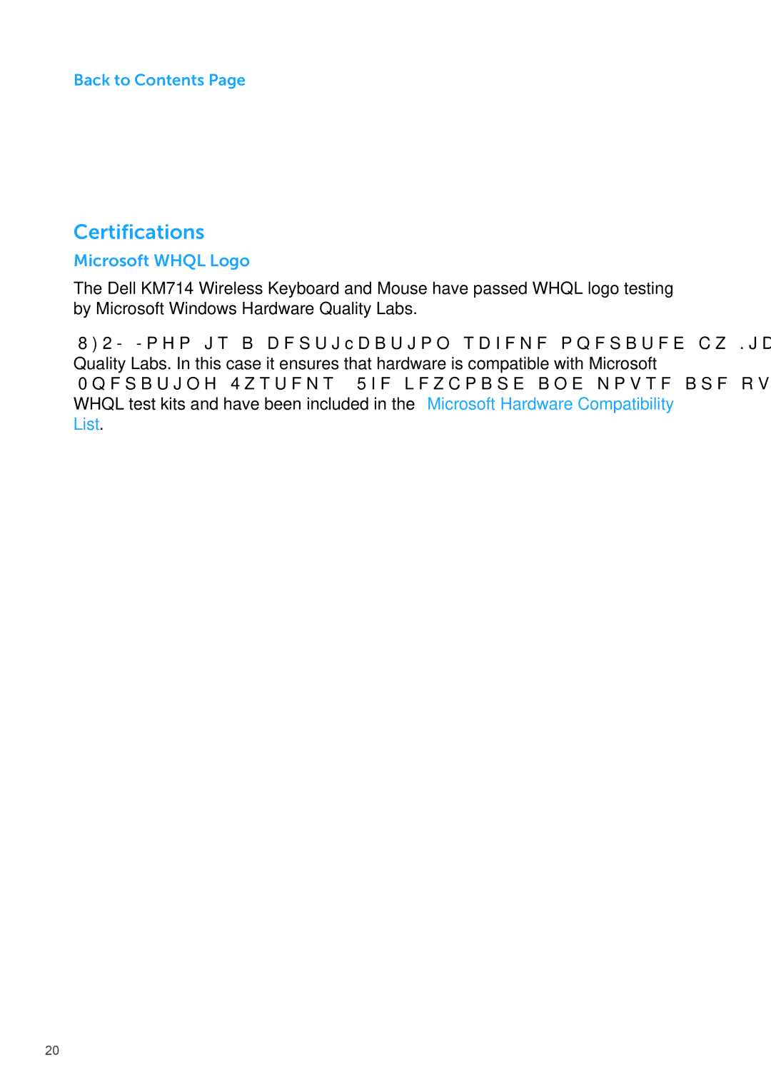 Dell WM713 manual Certifications, Microsoft Whql Logo 