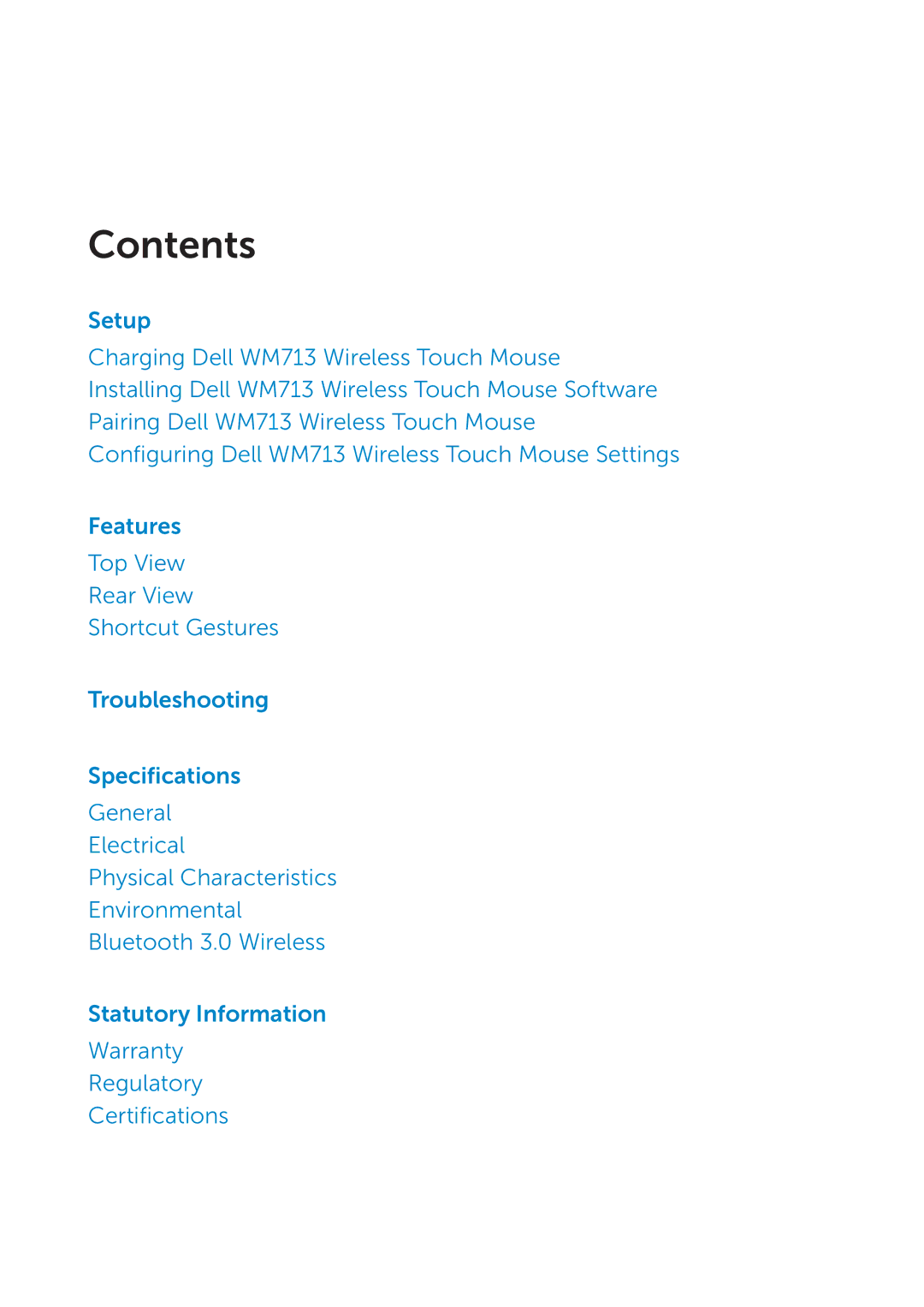 Dell WM713 manual Contents 