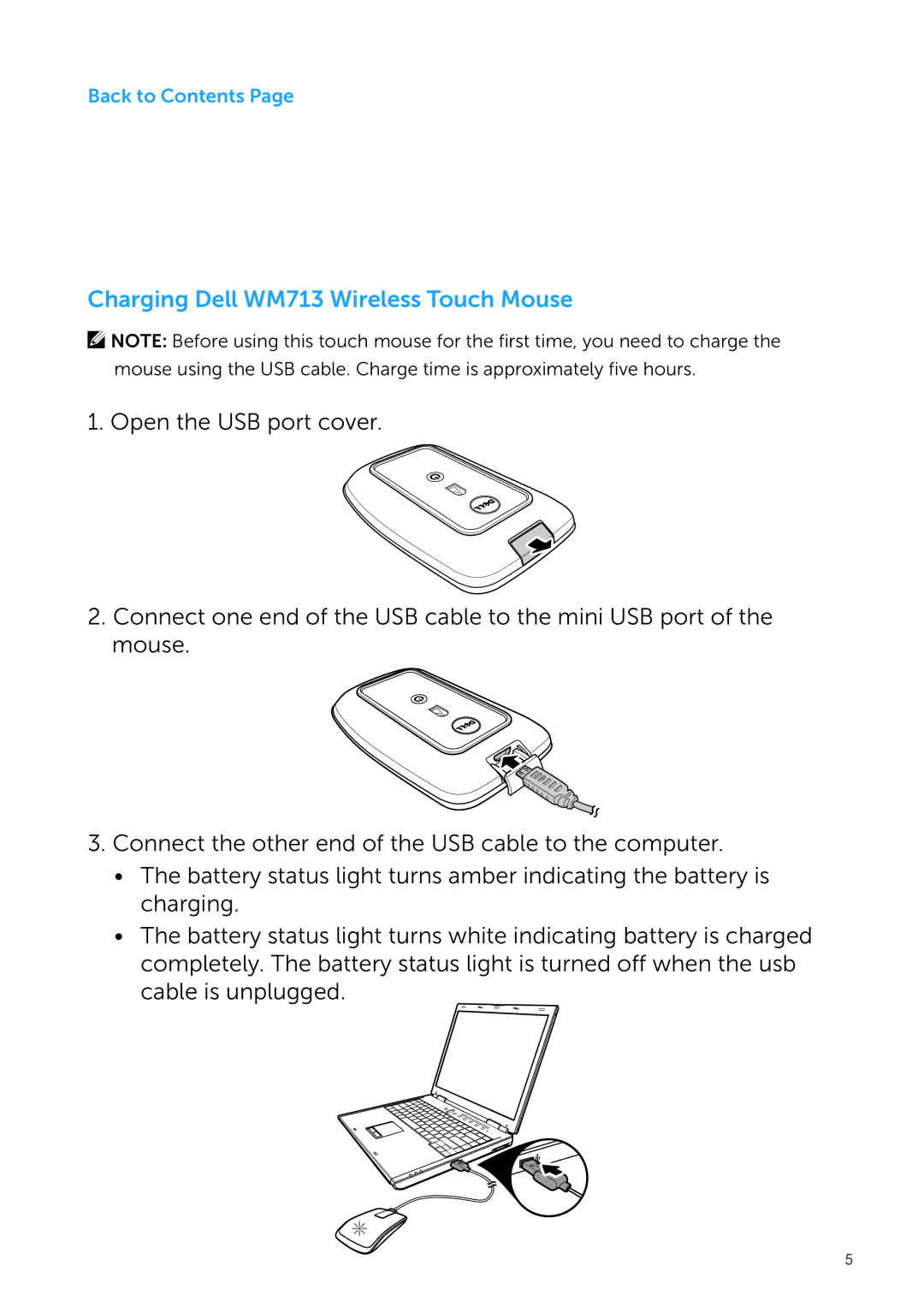 Dell manual Charging Dell WM713 Wireless Touch Mouse 