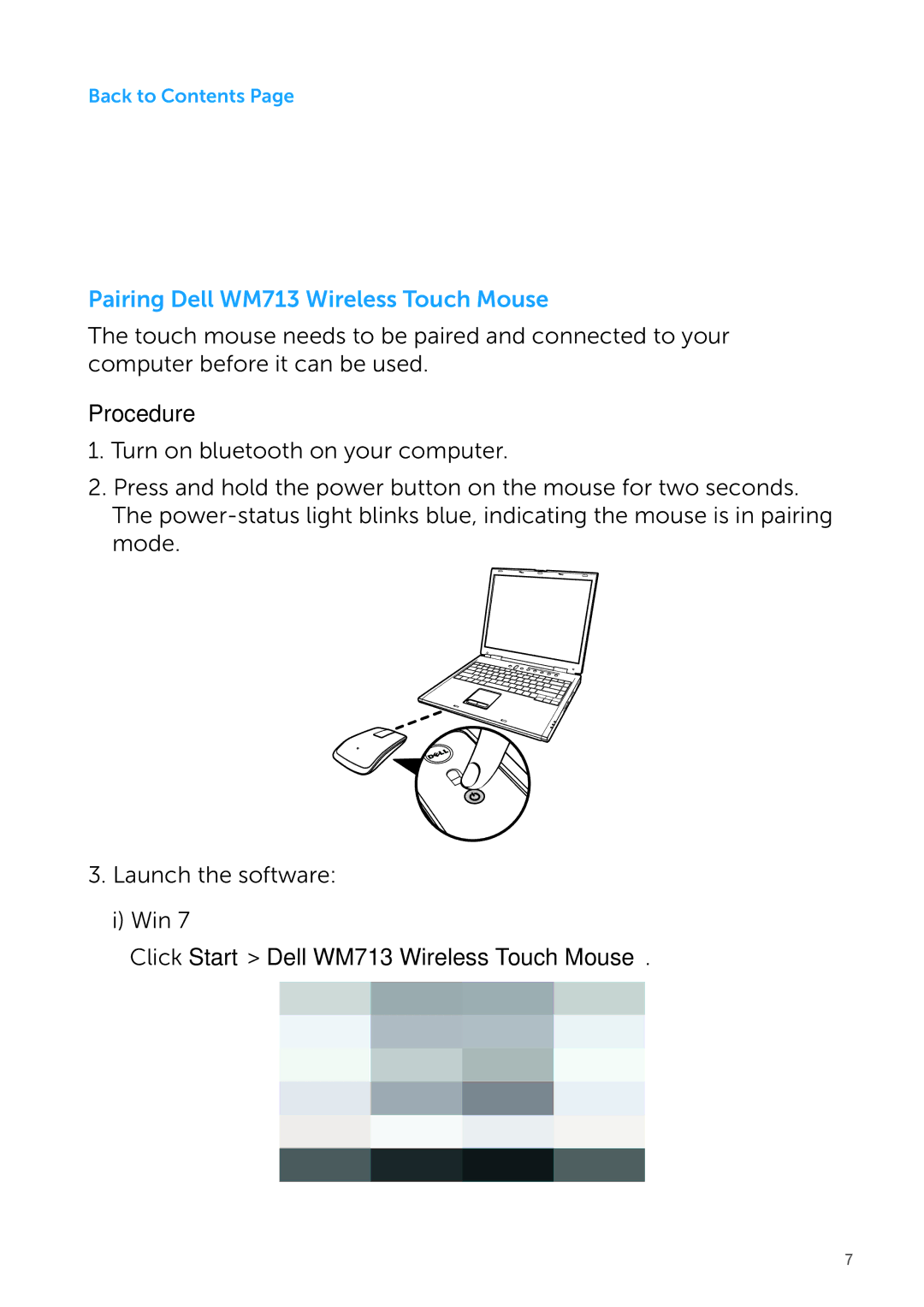 Dell manual Click Start Dell WM713 Wireless Touch Mouse 