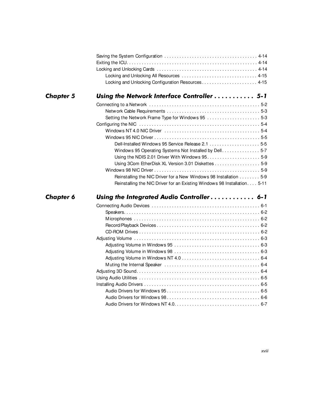 Dell WorkStation 210 manual Xviii 