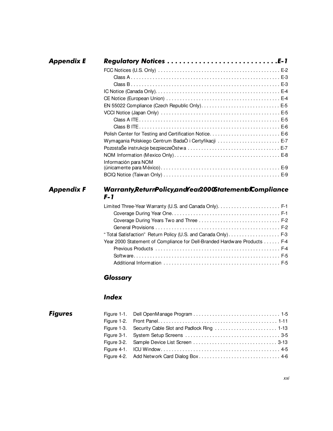 Dell WorkStation 210 manual $SSHQGL DUUDQW\5HWXUQ3ROLF\ Dqghdu 6WDWHPHQWRI &RPSOLDQFH, ORVVDU\ QGH Ljxuhv 