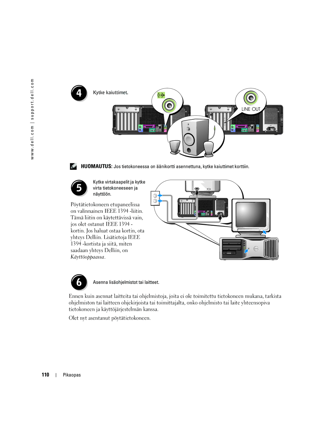 Dell Workstation 380 manual Käyttöoppaassa, 110 