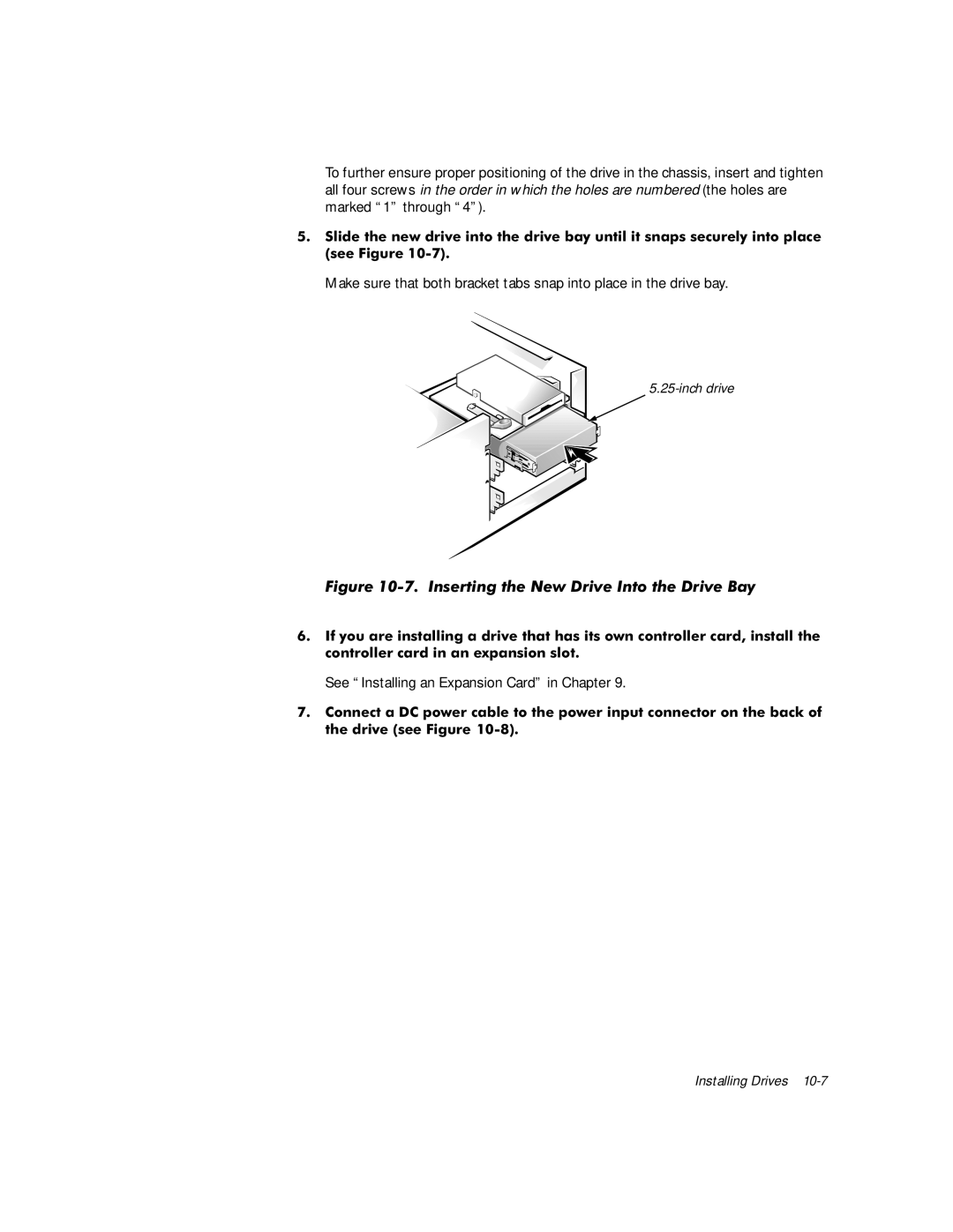 Dell WorkStation 410 manual LJXUH,QVHUWLQJWKH1HZULYH,QWRWKHULYH%D, Frqwuroohufduglqdqhsdqvlrqvorw 