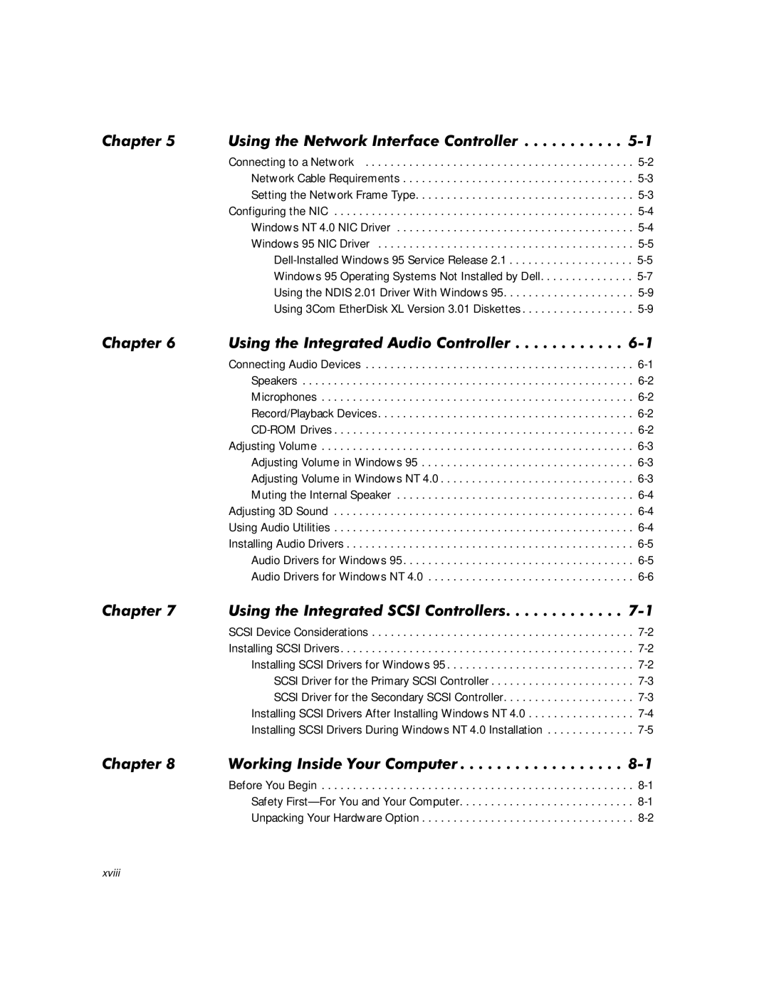 Dell WorkStation 410 manual Xviii 