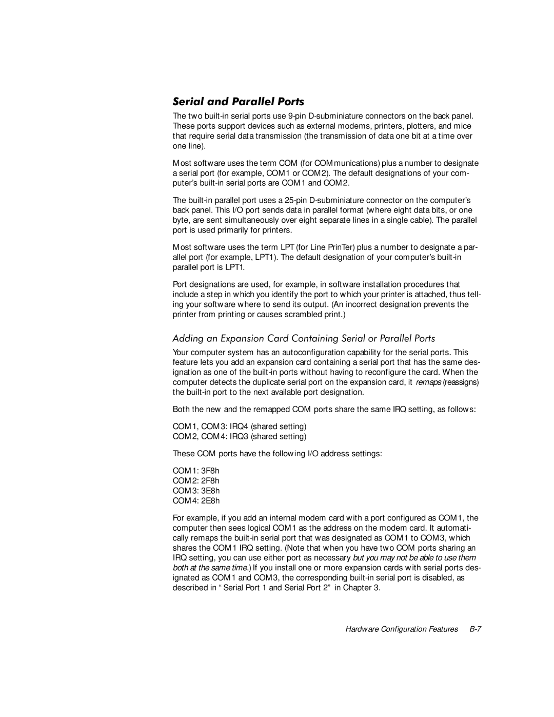 Dell WorkStation 410 manual 6HULDODQG3DUDOOHO3RUWV, $GGLQJDQSDQVLRQ&DUG&RQWDLQLQJ6HULDORU3DUDOOHO3RUWV 