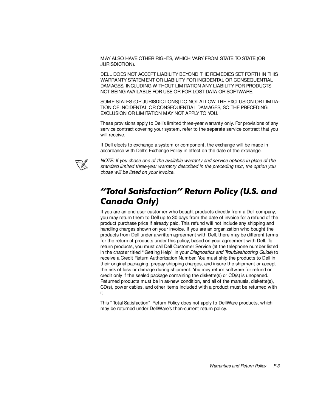 Dell WorkStation 410 manual ´7RWDO6DWLVIDFWLRQµ5HWXUQ3ROLF\86DQG &DQDGD2QO 