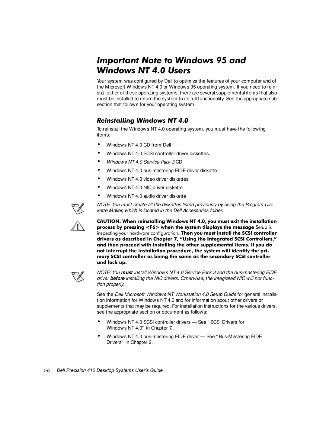 Dell WorkStation 410 manual 5HLQVWDOOLQJLQGRZV17, 6HOO3UHFLVLRQHVNWRS6\VWHPV8VHUV*XLGH 