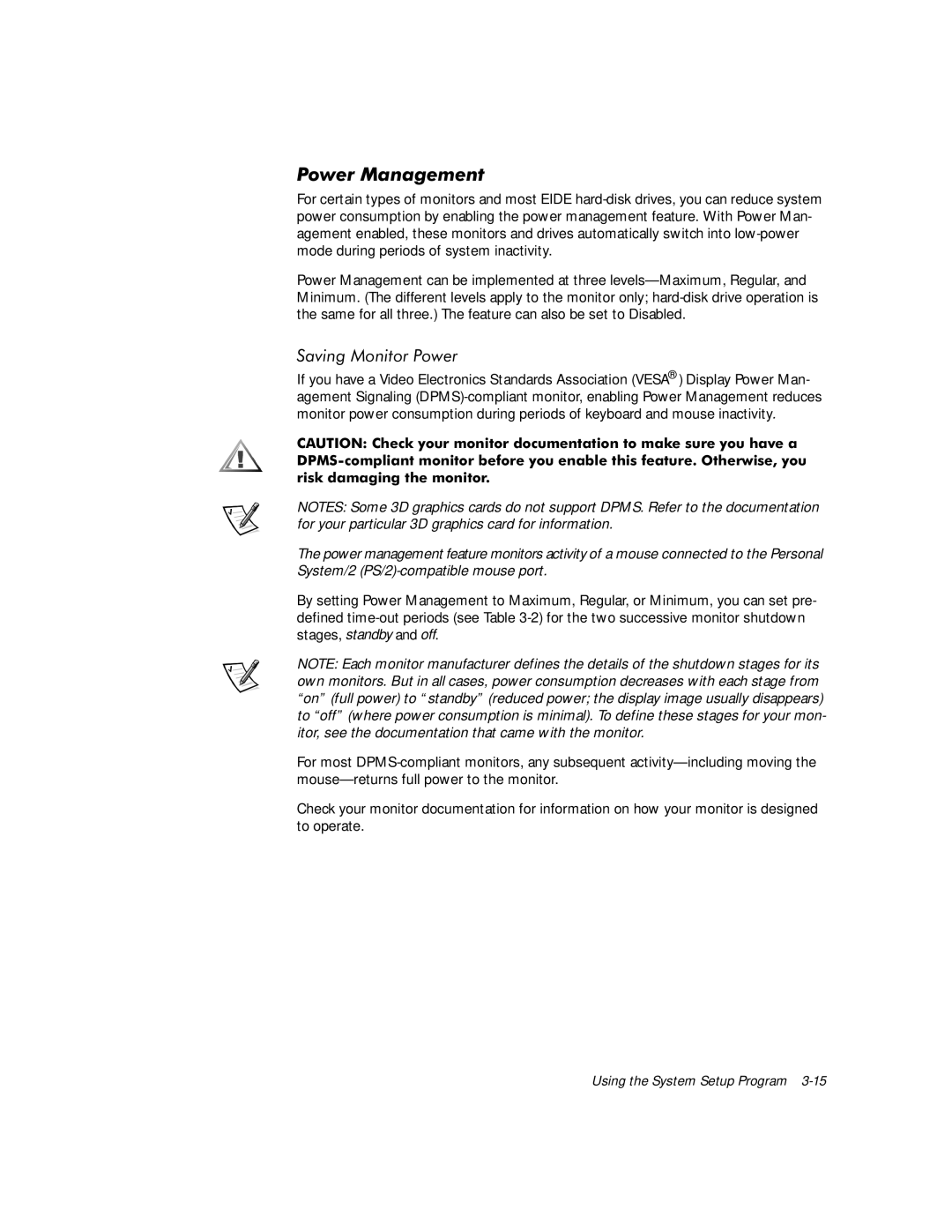 Dell WorkStation 410 manual 3RZHU0DQDJHPHQW, 6DYLQJ0RQLWRU3RZHU, Ulvngdpdjlqjwkhprqlwru 