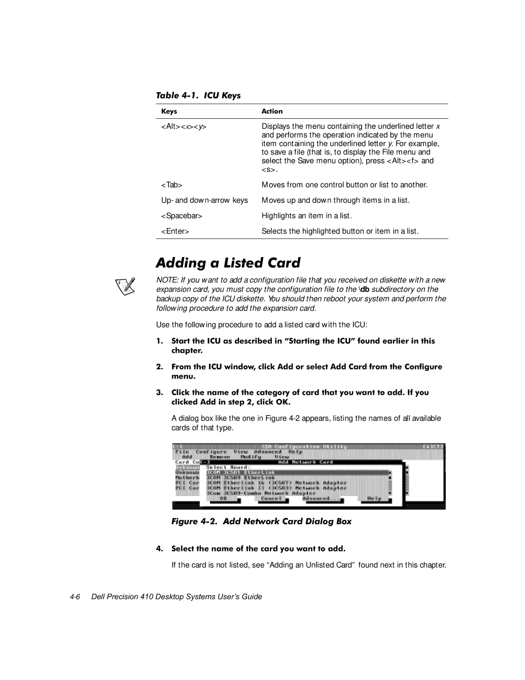 Dell WorkStation 410 manual $Gglqjd/Lvwhg&Dug, LJXUH$GG1HWZRUN&DUGLDORJ%R, Fkdswhu, 6HOHFWWKHQDPHRIWKHFDUG\RXZDQWWRDGG 