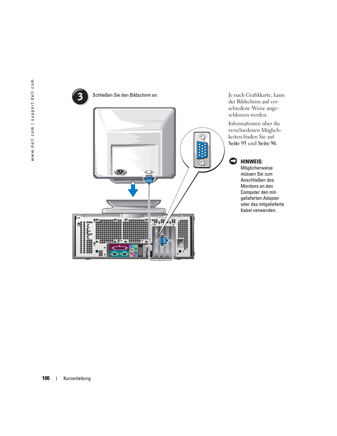 Dell Workstation 470 and Workstation 670 manual Der Bildschirm auf ver, 100 