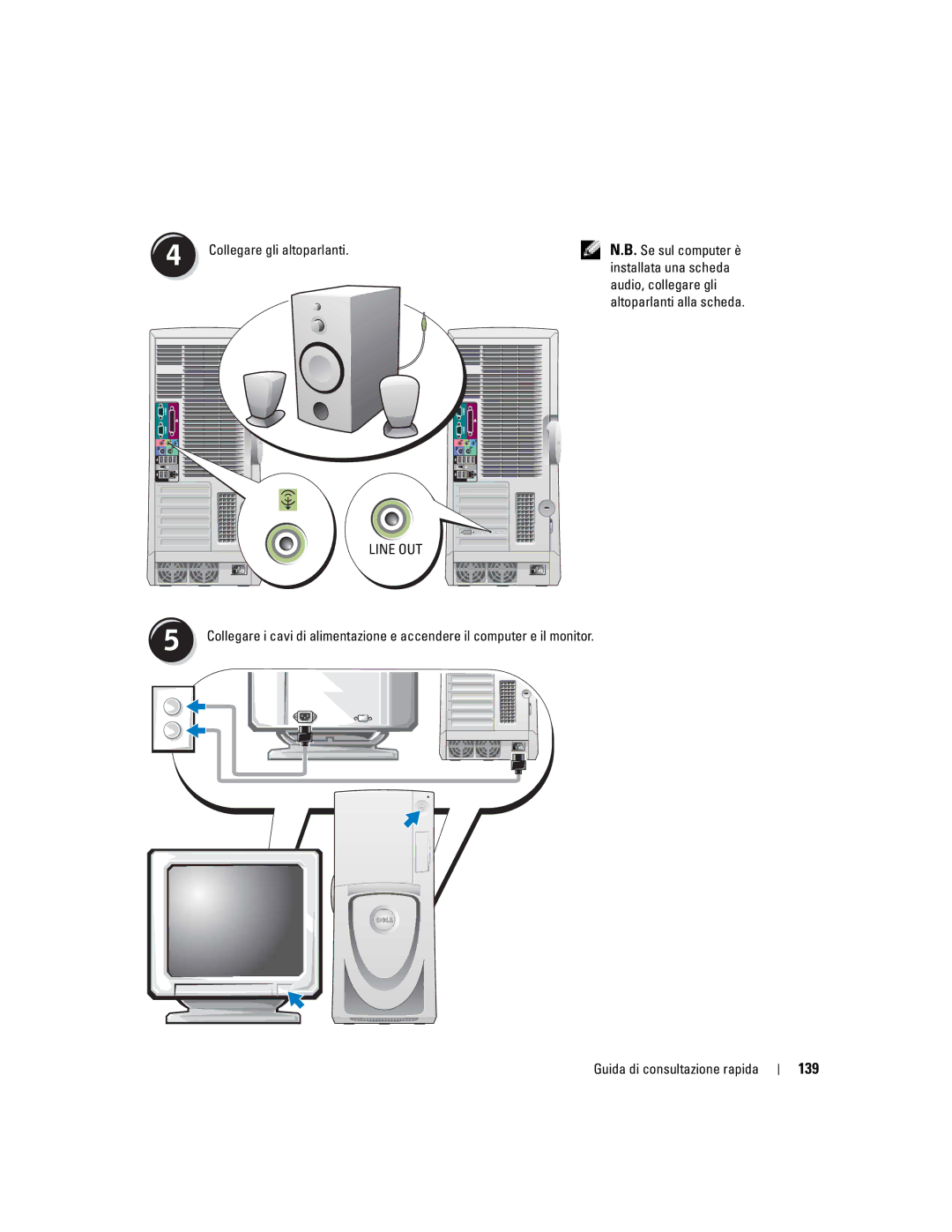 Dell Workstation 470 and Workstation 670 manual 139, Collegare gli altoparlanti 