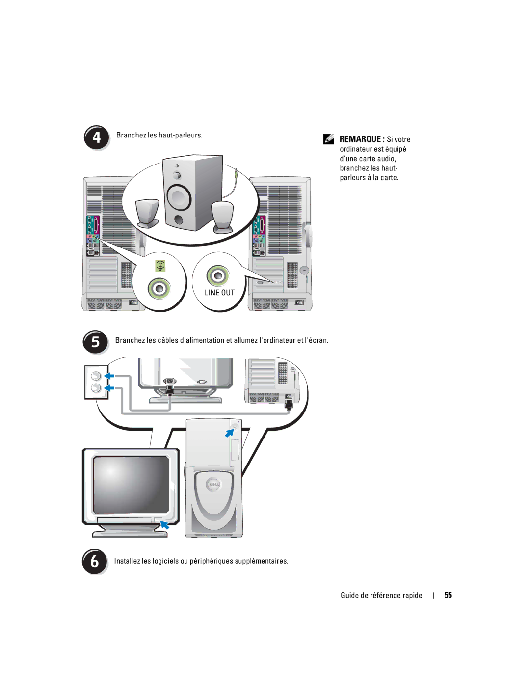 Dell Workstation 470 and Workstation 670 manual Branchez les haut-parleurs 