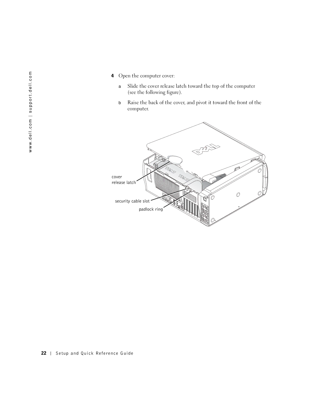 Dell Workstation 530 manual Cover release latch 