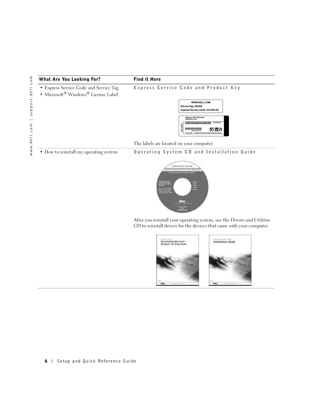 Dell Workstation 530 manual P r e s s S e r v i c e code a n d P r o d u c t Ke y 