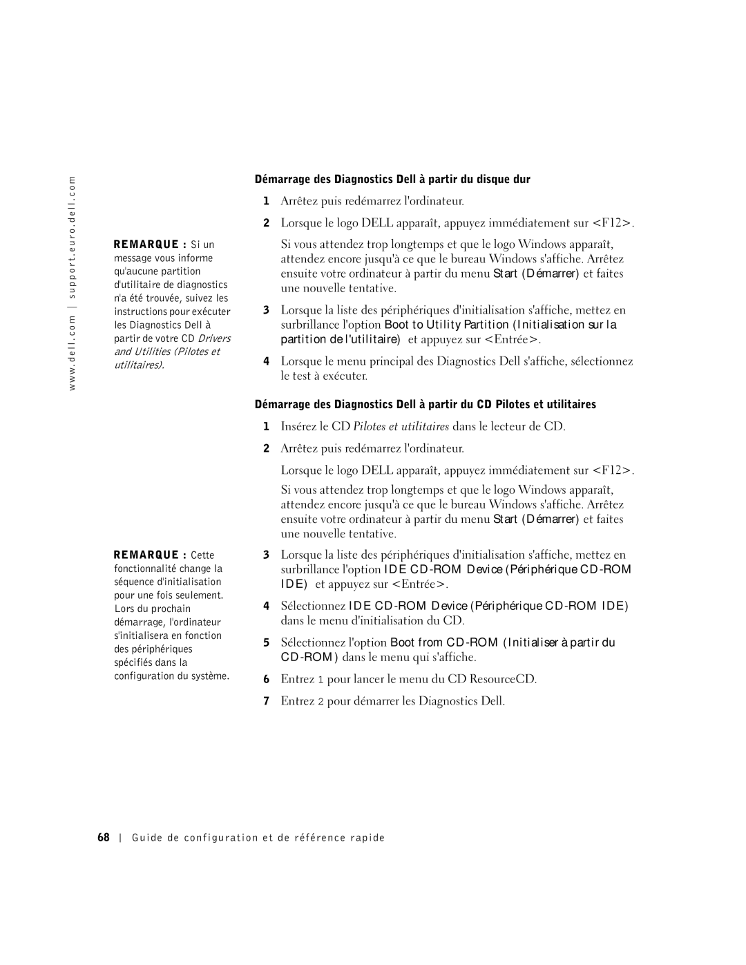 Dell Workstation 530 manual Guide de configuration et de référence rapide 