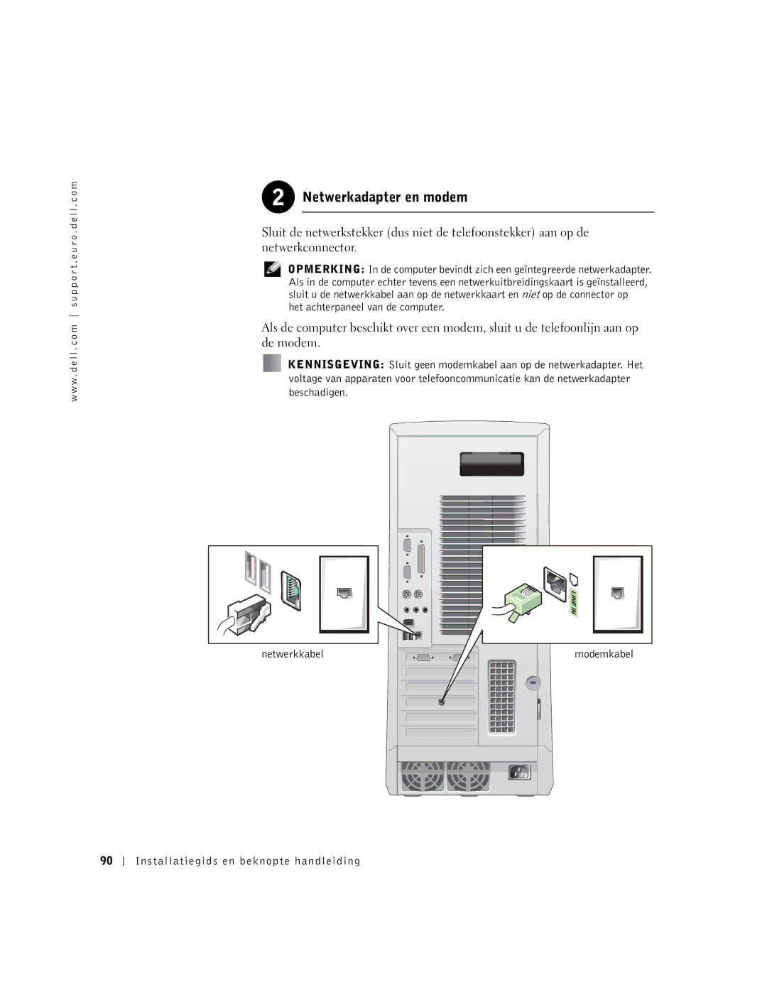 Dell Workstation 530 manual Netwerkadapter en modem 